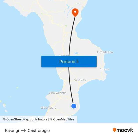 Bivongi to Castroregio map