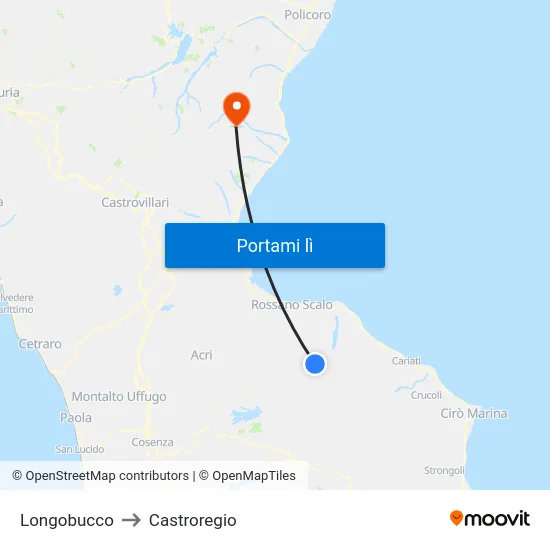 Longobucco to Castroregio map