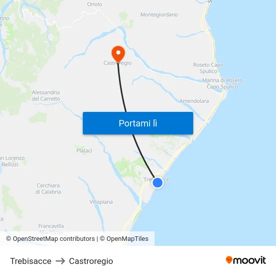 Trebisacce to Castroregio map