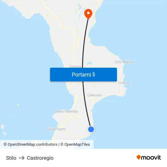 Stilo to Castroregio map