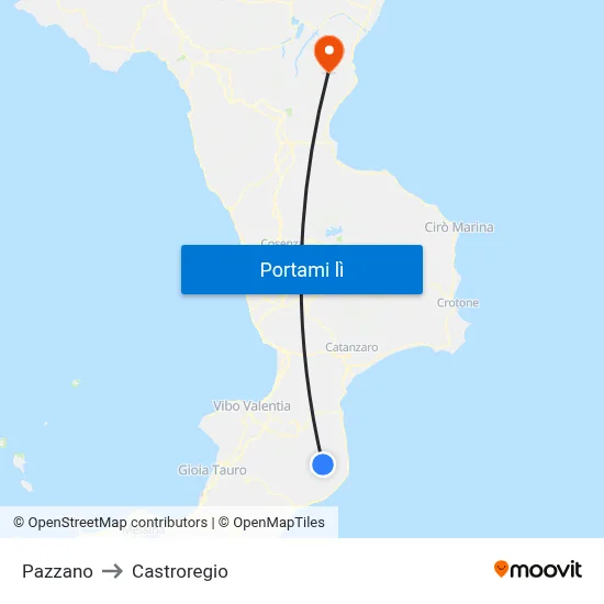 Pazzano to Castroregio map
