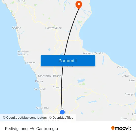 Pedivigliano to Castroregio map