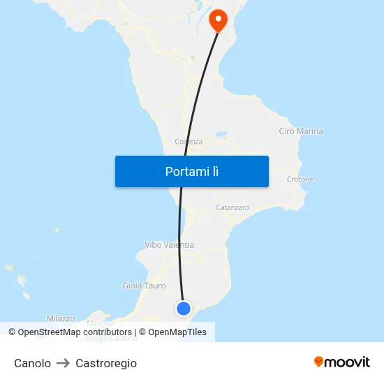 Canolo to Castroregio map