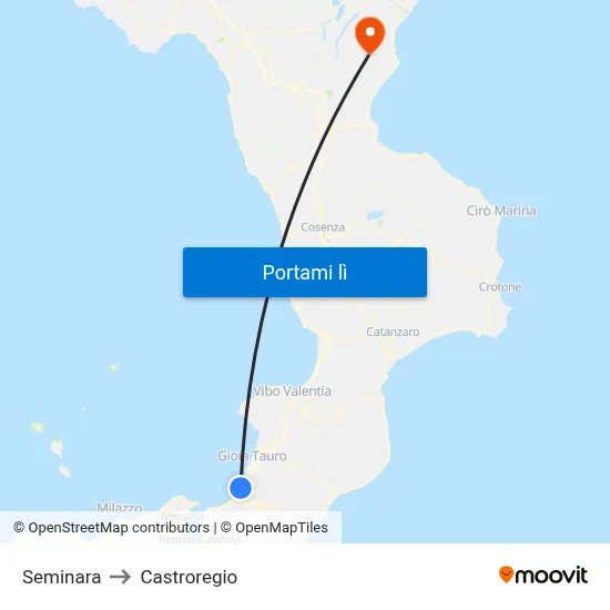 Seminara to Castroregio map