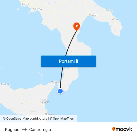 Roghudi to Castroregio map