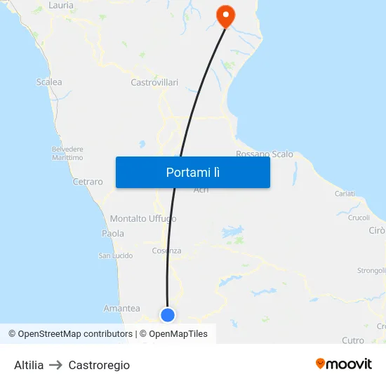 Altilia to Castroregio map