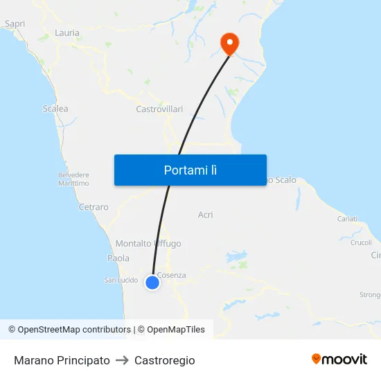 Marano Principato to Castroregio map