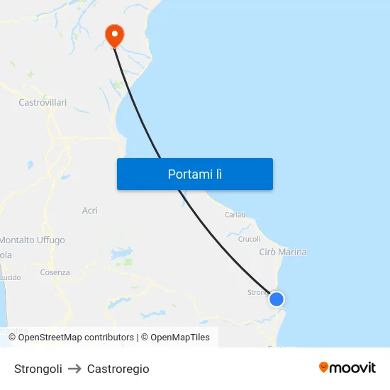 Strongoli to Castroregio map
