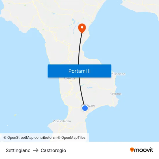 Settingiano to Castroregio map