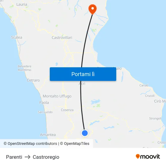 Parenti to Castroregio map