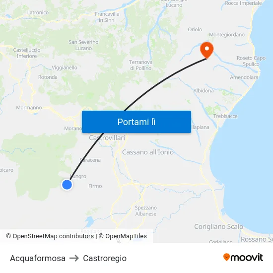 Acquaformosa to Castroregio map