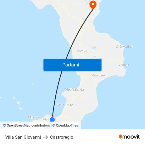Villa San Giovanni to Castroregio map