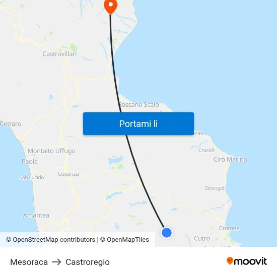 Mesoraca to Castroregio map