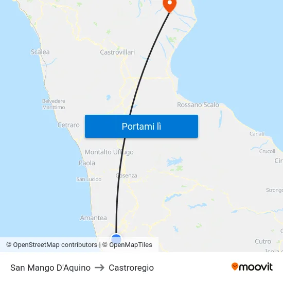 San Mango D'Aquino to Castroregio map