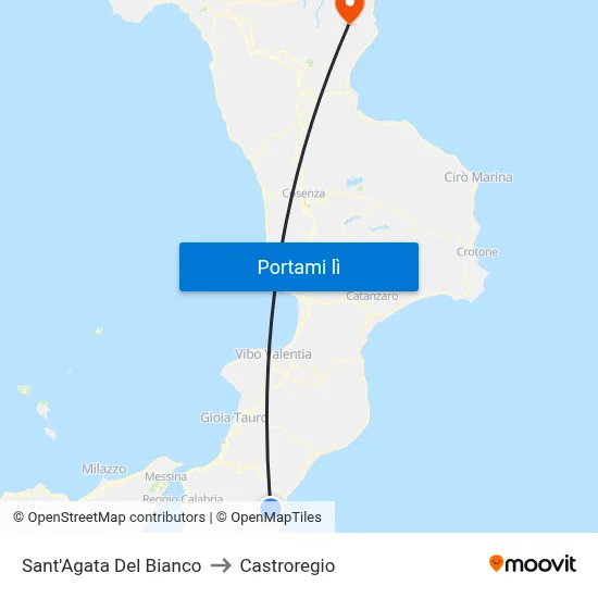 Sant'Agata Del Bianco to Castroregio map