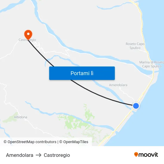 Amendolara to Castroregio map