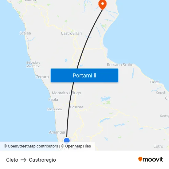 Cleto to Castroregio map