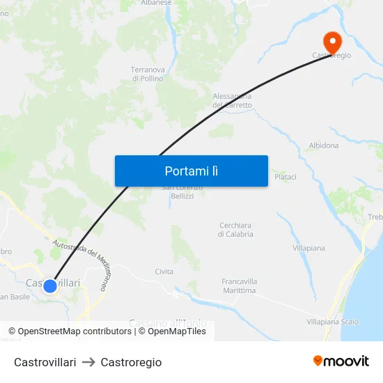 Castrovillari to Castroregio map
