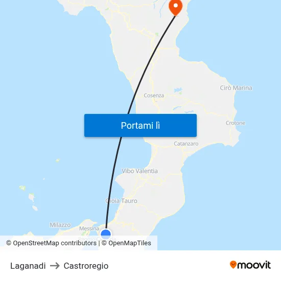 Laganadi to Castroregio map