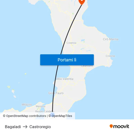 Bagaladi to Castroregio map