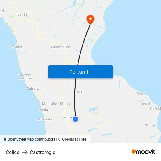 Celico to Castroregio map