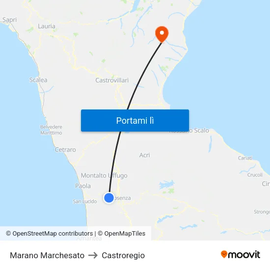 Marano Marchesato to Castroregio map