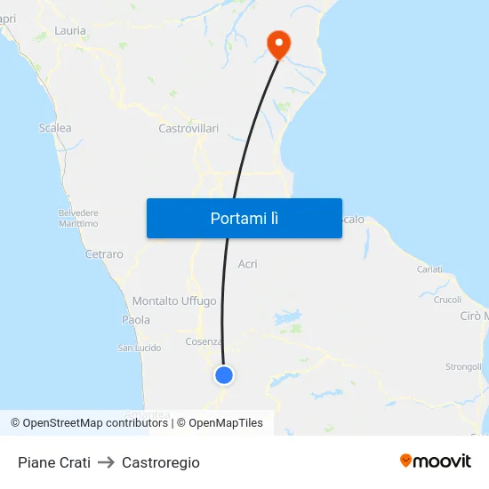 Piane Crati to Castroregio map