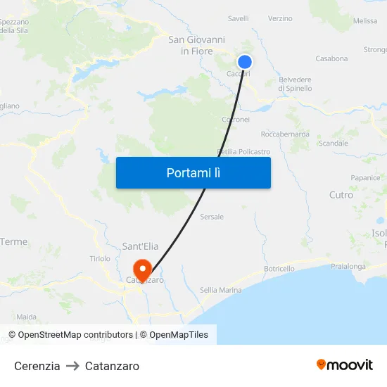 Cerenzia to Catanzaro map