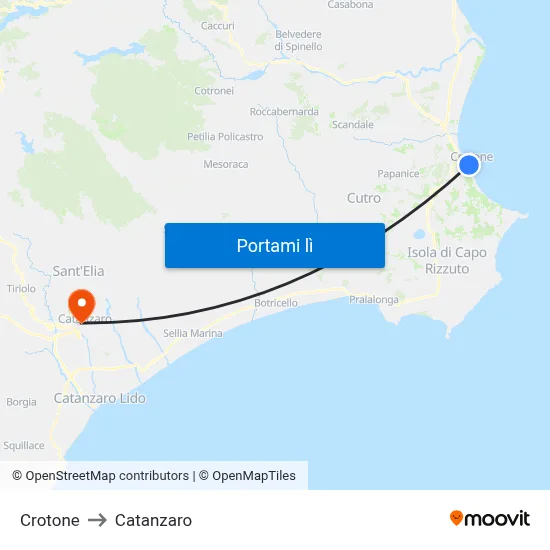 Crotone to Catanzaro map