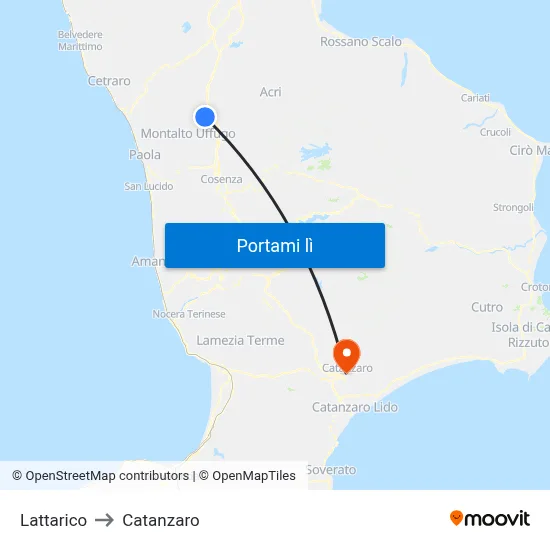 Lattarico to Catanzaro map