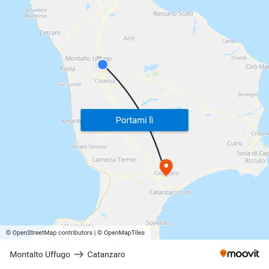 Montalto Uffugo to Catanzaro map
