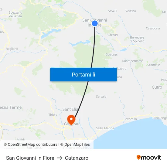 San Giovanni In Fiore to Catanzaro map