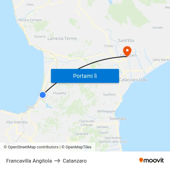 Francavilla Angitola to Catanzaro map
