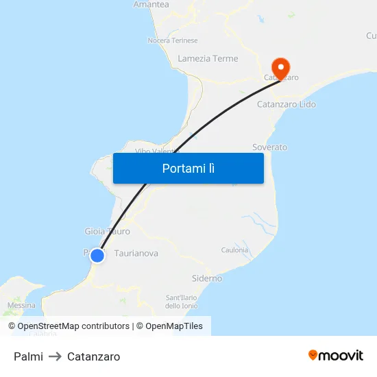 Palmi to Catanzaro map