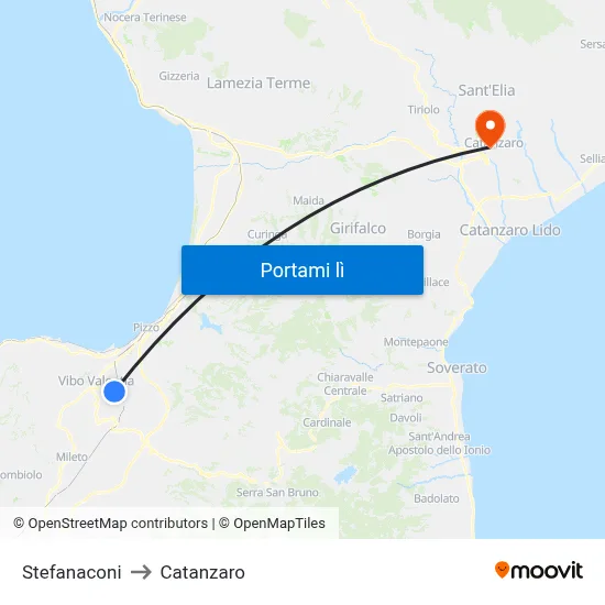Stefanaconi to Catanzaro map