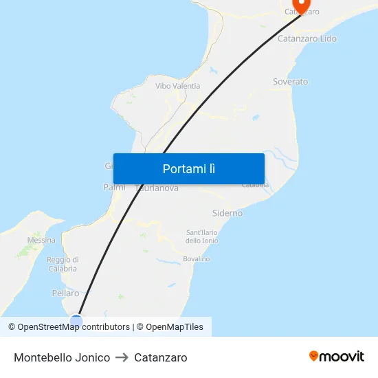 Montebello Jonico to Catanzaro map