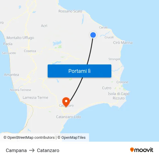 Campana to Catanzaro map