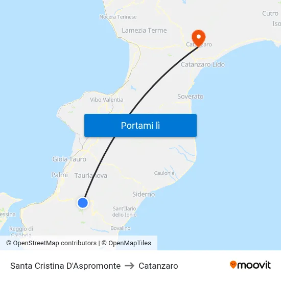 Santa Cristina D'Aspromonte to Catanzaro map
