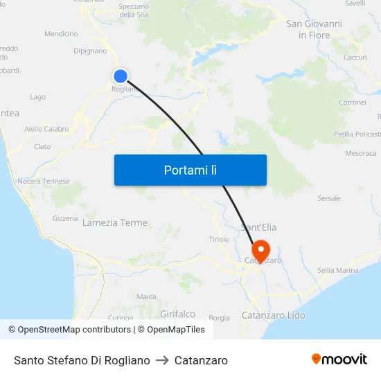 Santo Stefano Di Rogliano to Catanzaro map