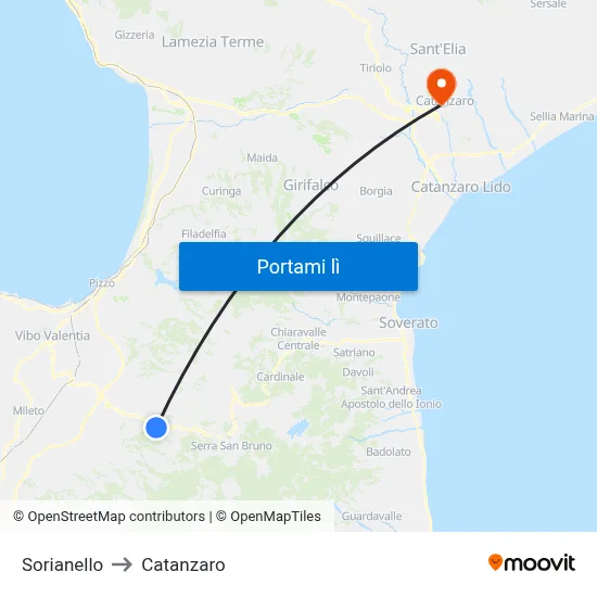 Sorianello to Catanzaro map
