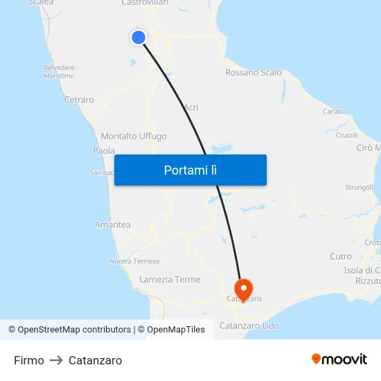 Firmo to Catanzaro map