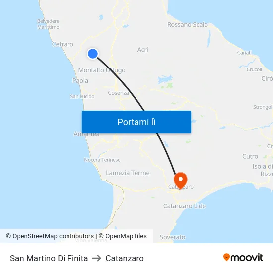 San Martino Di Finita to Catanzaro map