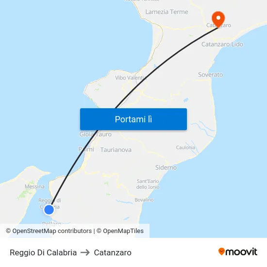Reggio Di Calabria to Catanzaro map