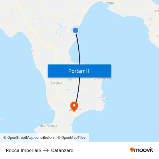 Rocca Imperiale to Catanzaro map