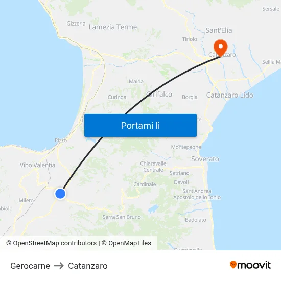 Gerocarne to Catanzaro map