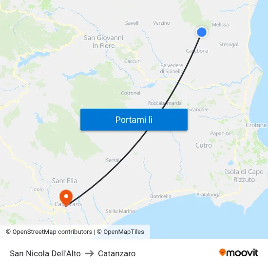 San Nicola Dell'Alto to Catanzaro map