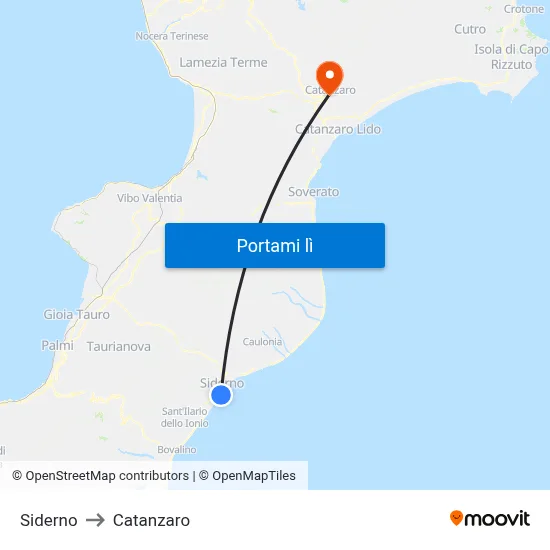 Siderno to Catanzaro map