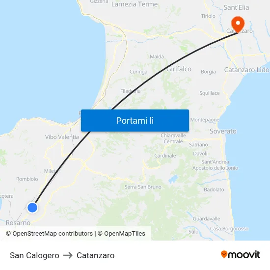 San Calogero to Catanzaro map