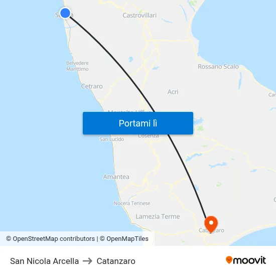 San Nicola Arcella to Catanzaro map