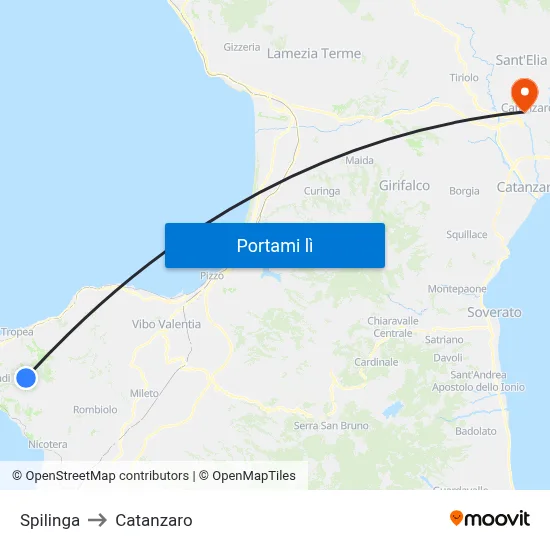 Spilinga to Catanzaro map